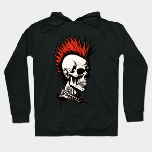 Red mohawk skull punkrocker Hoodie